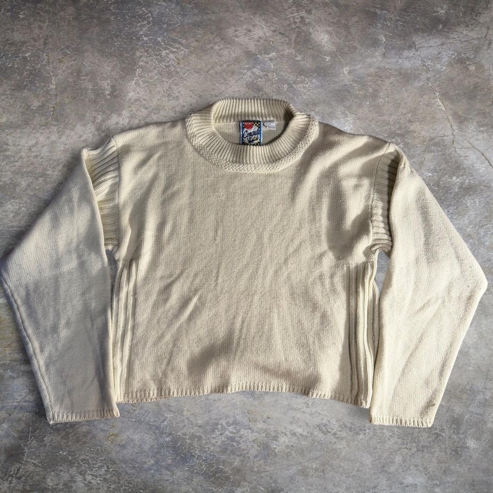Vintage WOW Concrete Sweater Mens M Cream Made For The Street 90s Acrylic Knit